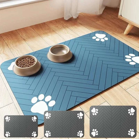 Quick dry waterproof pet feeding mat for dog and cat food bowls